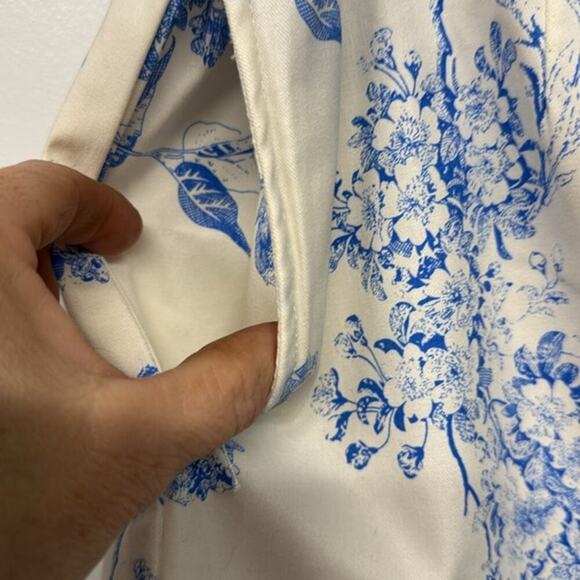 New D&CO Denim+Company Blue & Beige Toile Print Preppy Skort Pockets Size Medium - Picture 8 of 10